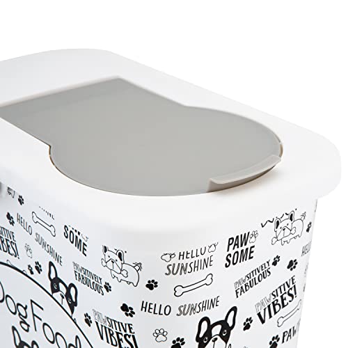 Pounce + Fetch 3 Gallon Pet Dry Food Container With Scooper | Dog Food Organizer | Helps Organize Pantry And Cabinets | Dog & Puppy Print Design | Carrying Handle | Flip Top Lid #TOP3