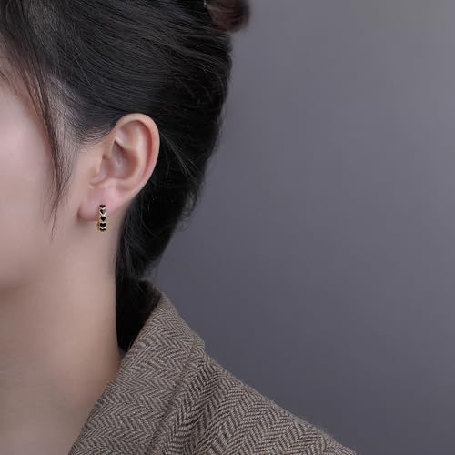 SLUYNZ Solid 925 Sterling Silver Black Heart Hoop Earrings for Women Teens Minimalist Black Hoop Earrings 1.5CM Hoop Earrings2