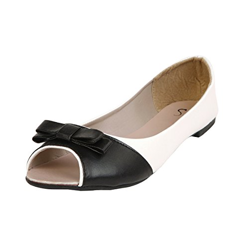 Women's Classic Wide 2-Tone Ballet Flat Shoes - Diff Colors2