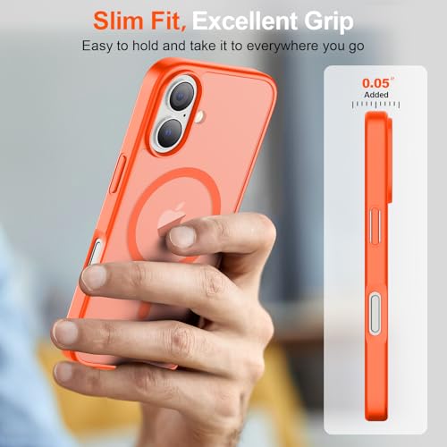 Image of SUPFINE Magnetic for iPhone 17 Case (Compatible with MagSafe)(Military Grade Drop Protection) Translucent Matte Shockproof with Anti-Fingerprint Phone Cover 2025,Orange