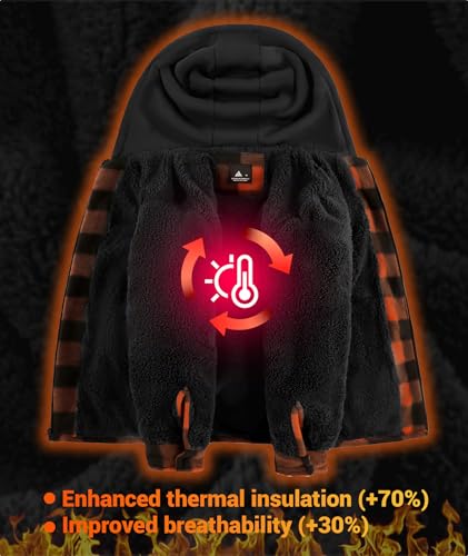 Image of ZITY Boys Flannel Jacket Sherpa Lined Zip Up Hoodie
