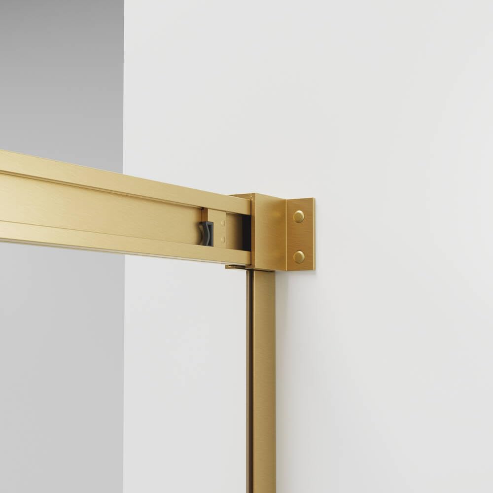GME - Mampara Ducha Frontal Oro Cepillado 1 Fija + 1 Corredera 120cm | Mampara de Cristal Reversible con Ancho Adaptable 115-120cm, 196cm de Altura y Cristal Templado 6mm Antical