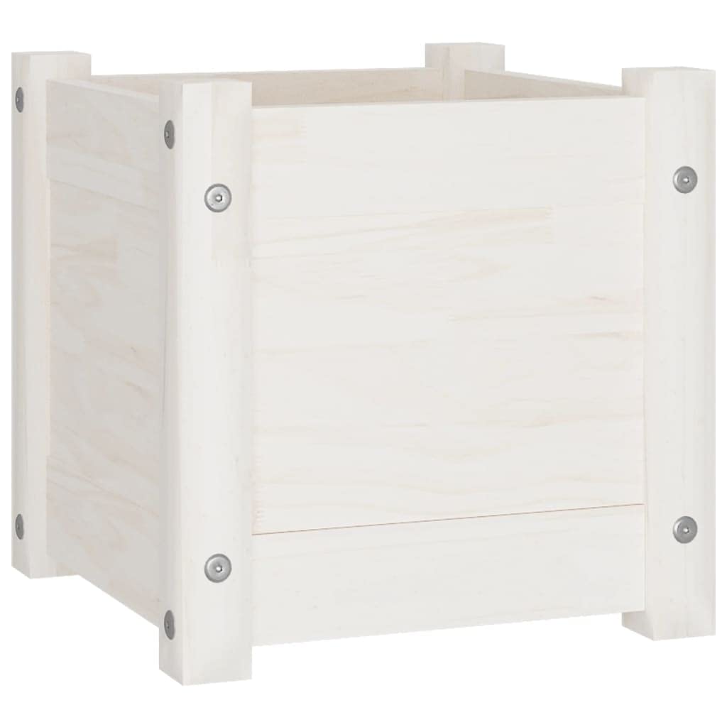 Jardinière en bois de pin massif blanc 31x31x31 cm pour fleurs et herbes