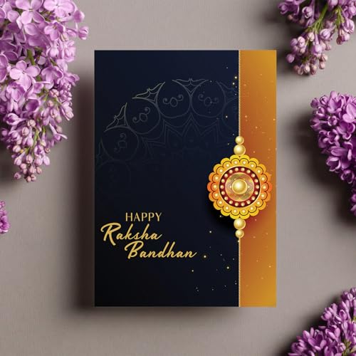 Image of Oblivion Fridge Magnet with Rakhi Set for Brother - Golden Color Elegant BHAI Design with Beads Rakhi with Fridge Magnet 2 Pc, Silver Color Coin & Greeting Card, Raksha Bandhan Combo for Bhai