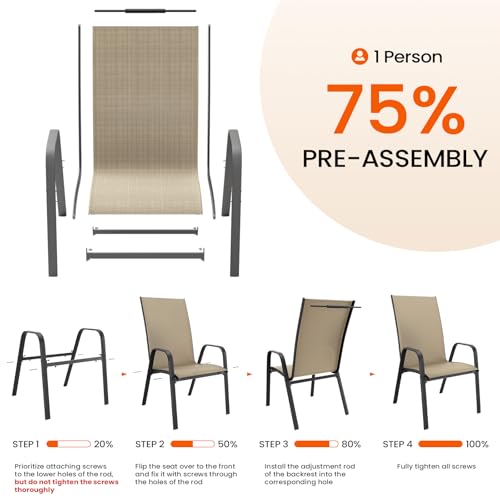 Image of JEAREY Patio Dining Chairs Set of 4, Outdoor Stackable Dining Furniture Set, All Weather Dining Set for Lawn, Garden, Poolside, Beige