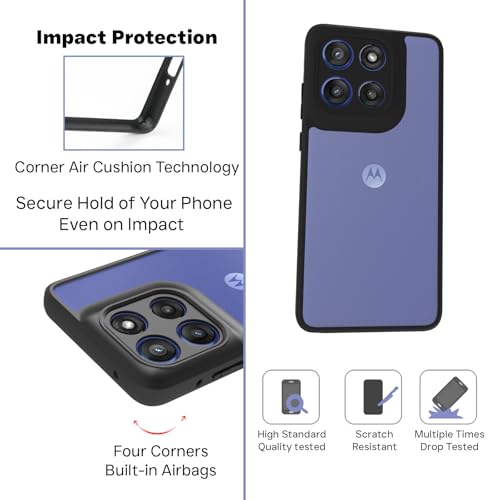 Image of RIGGEAR Shockproof Sleek Hybrid Armor Back Cover Case for Motorola Moto Edge 60 Stylus 5G (Clear PC with Black TPU Bumper)