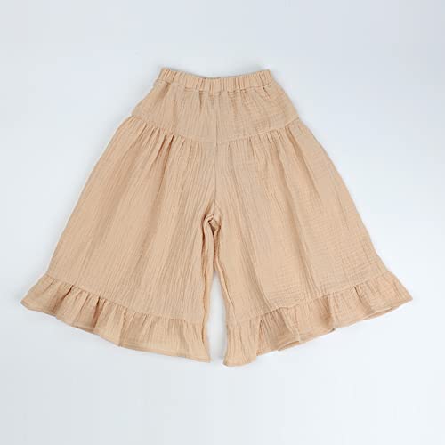 Image of HOOLCHEAN Baby and Little Girls Soft Cotton Gauze Wide Leg Ruffled Pants