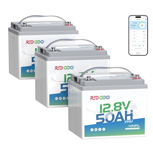 Image of Redodo 12V 50Ah Bluetooth LiFePO4 Lithium Battery for Trolling Motor 3 Pack