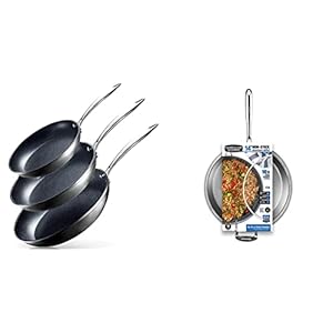 Granitestone Pro Hard Anodized Set | Skillet 8”, 10” & 12”, 3 Piece, Black & Nonstick 14” Frying Pan, Large, Black