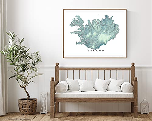 Iceland Map Art Print 8X10, Iceland Poster 24X36, Reykjavik, Handmade Topographic Iceland Wall Art Prints Travel Gifts By Maps As Art #TOP4