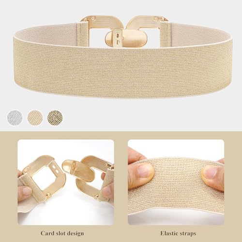 Glamorstar Women Wide Stretchy Belts Elastic Waist Belts for Dresses3