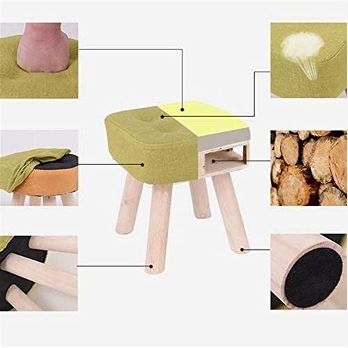 Tabouret bas en bois massif jaune NMDCDH petit banc de salon lavable taille S - 6