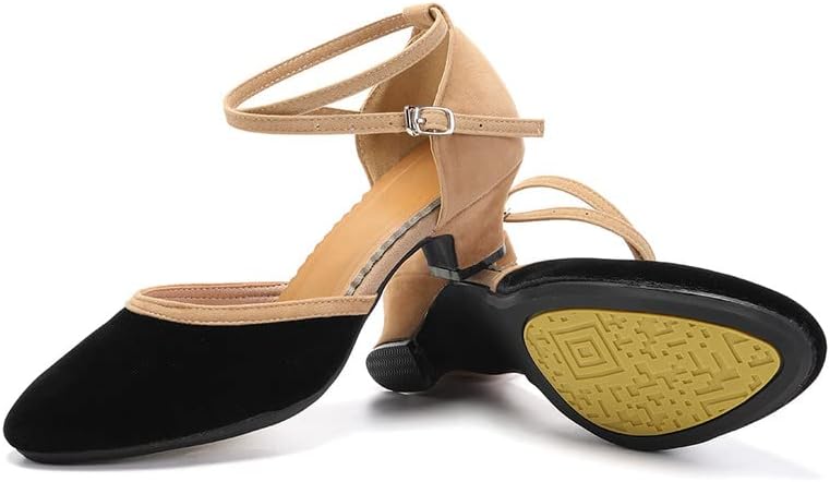 AOQUNFS Women Latin Dance Shoes Closed Toe Ballroom Salsa Tango Modern Practice Performance Party Dancing Shoes,DY212-R,Black-3.5,US 8 | Image 4