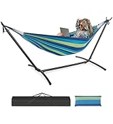 NEWBULIG Double Hammock with Stand, Heavy Duty Portable Hammocks for Outdoor Indoor Patio Camping...
