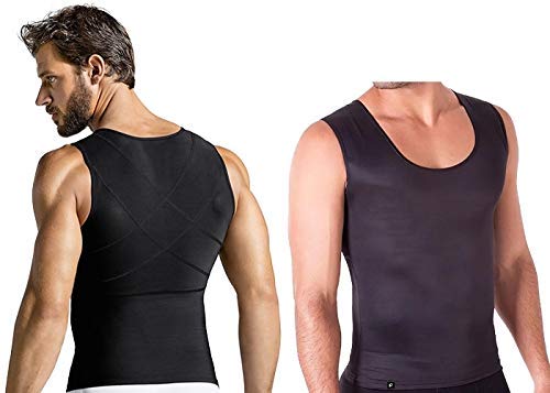 Slim Alta Compressão Postura Cinta Modeladora Masculina Fit (Preto, G)