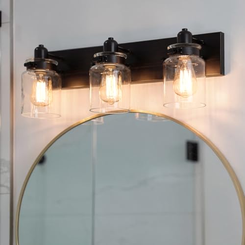 Urban Ambiance Luxury Modern Farmhouse Bathroom Vanity Light, Medium Size: 8.625' H x 21.625' W, with Industrial Style Elements, Olde Bronze Finish, UHP2143 from The Bridgeport Collection