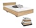 Produktbild lifestyle4living Futonbett 120x200, Eiche Sonoma Dekor mit Kopfteil | Flaches Einzelbett für bodennahen Schlaf-Komfort