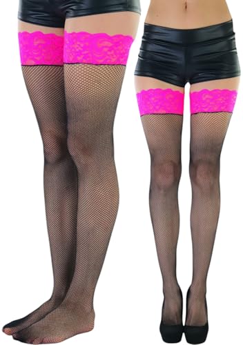 Image of ToBeInStyle Women's Fine Classic Fishnet Thigh High Stretch Nylon Novelty Stockings