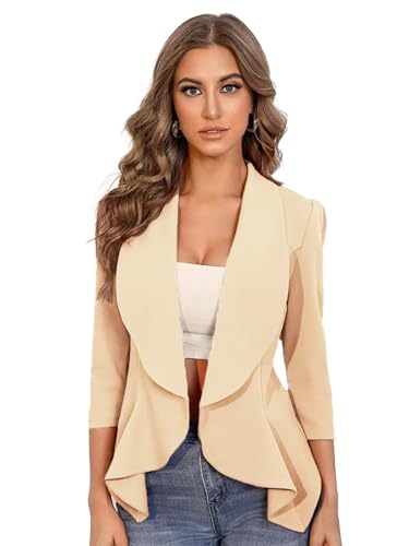 Image of KOTTY Women's Lightweight Open Front Blazer - Draped Waterfall Longline Blazer Style