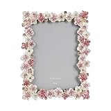 Synovana Pink Flower Picture Frame 4x6 Blossom Photo Frame for Tabletop Display, Decorative Flower Design Home Decor