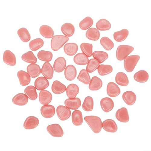 50 ciottoli fosforescenti per illuminazione di acquari e giardini, pietre in resina sicure per cortile, patio, acquario, aiuole e bordi della piscina (rosa)