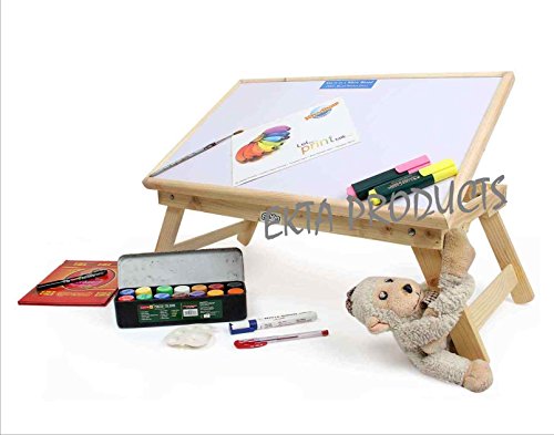 Image of Wooden Folding Laptop Table White Color- Whiteboard for Home /Work place /Foldable and Portable /Multi-Purpose Laptop Table /Study Table /Bed Table /Adjustable /Breakfast in Bed Table