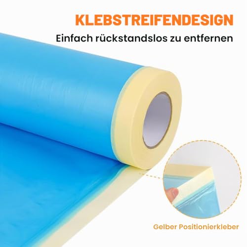 LLPT Abdeckfolie Klebeband mit Folie 110cm(ungefaltet) x 25m 2 Rollen – Ansicht 3