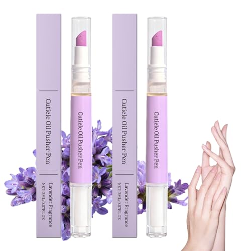 2Pcs Cuticle Pusher Oil Pen,2-in-1 Nail Strengthening & Cuticle Oil Pen,Nail Growth Polish,Hardener & Repair for Weak,Damaged Nails,Moisturizing Scented Nails Care for Women