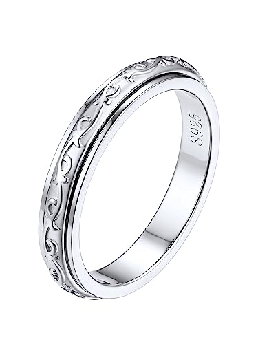 Silvora Alianzas de Novia Plata, Anillo Talisman Nudos Celta Spinner para Estres, Anillo Plata Talla 20
