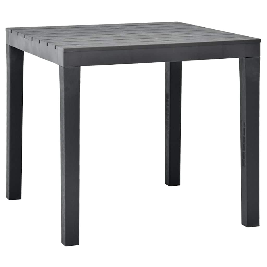 Tavolo da Giardino in Plastica Antracite con 2 Panche Resistenti per Relax Esterno, Set per Terrazza, Balcone, Patio, Veranda, per Pranzo e Conversazioni con Famiglia