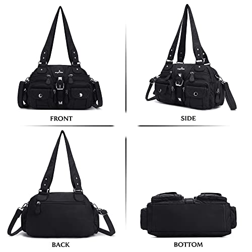 Image of Angel Kiss Hobo Crossbody Purses for Women Shoulder Bag Multipocket Soft Hobo Purses Removable Strap Leather Handbags