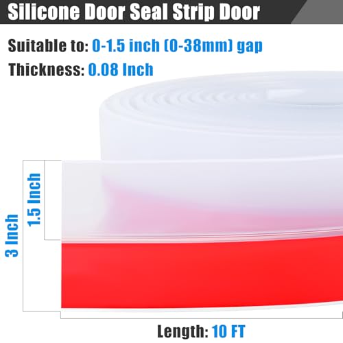 Draft Seal Tape for Doors and Windows 3 in x 10 Ft Silicone Weather Stripping Extra Thick 2mm Door Seal Strip with Strong Adhesive Draft Insulation Stopper Side Seal - Clear