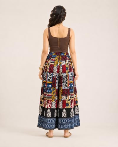 Image of COTLAND Fashions Jaipuri Cotton Printed Flared Palazzo Pants for Women