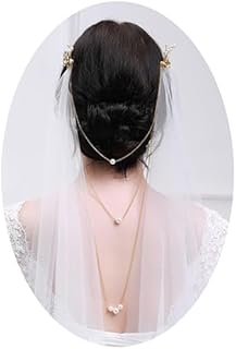 3M Soft Tulle Sheer Cathedral Wedding Lace Veil Single Layer Drop with Gold Flower Comb Multi Layer Pearl Chain for Bride Bridal Headpiece Hair Dress (Champagne)