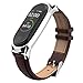 Produktbild AHANGA Kompatibel für Xiaomi Mi Band 4 Armband, Mi Band 3 Lederarmband Echtleder Ersatzband Wasserdicht Replacement Leder Wrist Strap Band Erweiterbar Metall Schließe Handgelenk Band