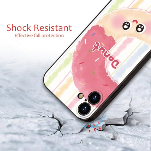 Donut Pattern Phone Case for iPhone 16 - Pink Frosting with Colorful Sprinkles, Soft Cute Protective Cover for Girls & Women (B1-Cartoon Cute Donut)