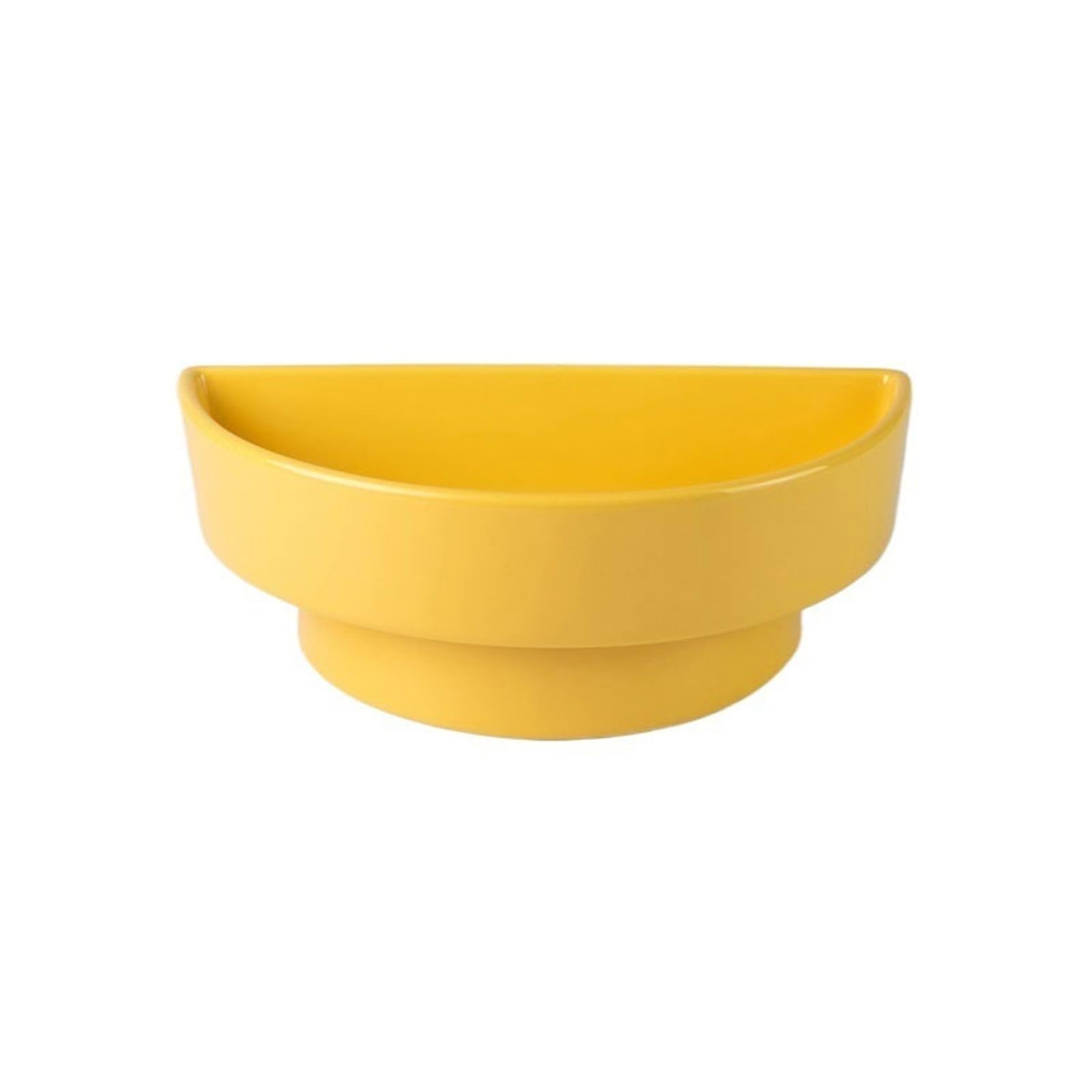Prettiee plant dish saucer Semicircular High Base Flower Arranging Saucer Desktop Creativity Ceramic Drip Tray (Yellow)