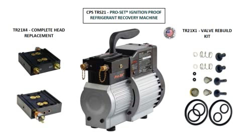 Cps Trs21 Pro-Set® Ignition Proof Refrigerant Recovery Machine With Replacement Parts - Tr21X1 Valve Rebuild Kit & Tr21X4 Complete Head Replacement Kit #TOP8