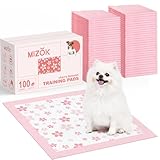 Picture of MIZOK Puppy Pads 22"x 22" with Leak-Proof Quick-Dry Design Pee Pads for Dogs Potty Training, 6-Layer Standard Absorbency Dog Pee Pads Regular Size, Pink Cherry Blossom Pattern (100 Counts)