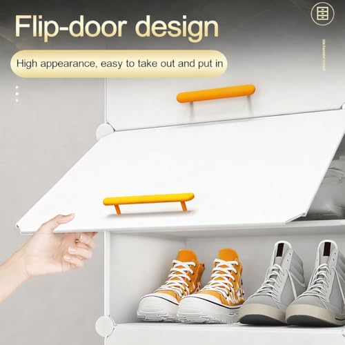 Image of Owme 17 Tier Shoe Rack with Shelf, Folding Shoe Rack for Bedroom, Living Room,Entryway,Footwear Stand for Home, Organizer, ShoeRack Plastic | Hallway Shoes Rack | Shoe Organizer - White