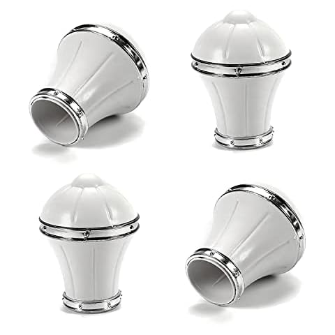 Juvielich Curtain Rod Finials for 1.06" Dia Rod Round Capped Curtain Rod Finials Curtain Pole End 80mm/3.15" Height Plastic Vintage for Windows 4PCS Creamy White Cover