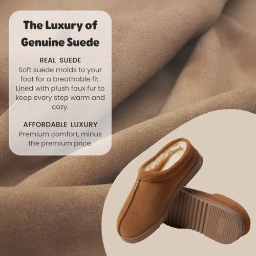 Dearfoams Men's Suede Indoor Outdoor Breathable Memory Foam House Dean Clog Slippers3
