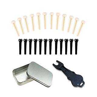 Lot de 24 chevilles de chevalet pour guitare acoustique avec 1 extracteur de chevalet Ivoire et noir Jinlop - Les Beatles, Paul McCartney, John Lennon, RIngo Starr, George Harrison
