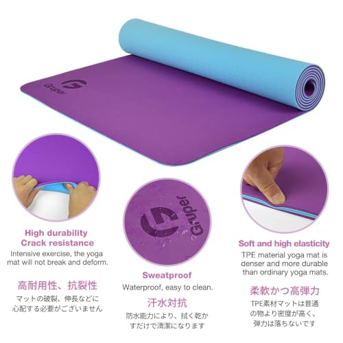 Image of Gruper Yoga Mat Non Slip, Eco Friendly Fitness Exercise Mat with Carrying Strap,Pro Yoga Mats for Women,Workout Mats for Home, Pilates and Floor Exercises