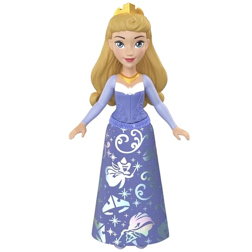 Image of Disney Princess Aurora Posable Small Doll in Shiny Outfit with Removable Skirt, Inspired by Movie