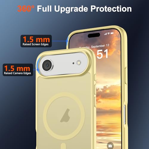 Image of SUPFINE Magnetic for iPhone Air Case (Compatible with MagSafe)(Military Grade Drop Protection) Slim Translucent Matte Shockproof with Anti-Fingerprint Phone Cover for 17 Air,Buttercream Yellow