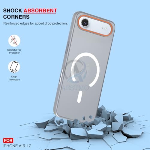 Image of AESTMO iPhone 17 Air Back Cover | Slim Hard Shell | Matte Frosted Hard Back Translucent Back Cover for iPhone 17 Air (Compatible with MagSafe Accessories, (Grey)