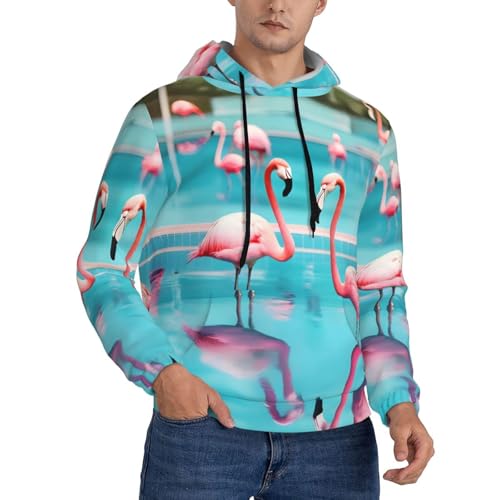 Sweat à capuche flamant rose au design graphique imprimé piscine pour homme