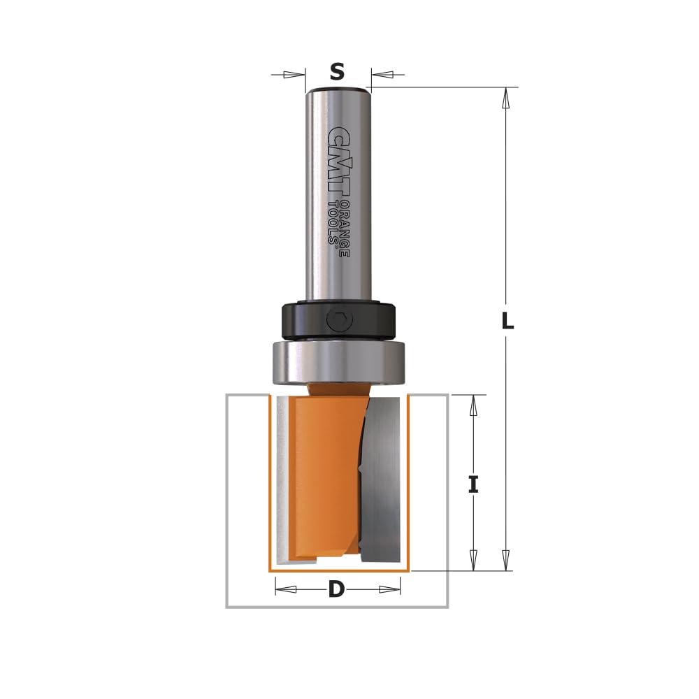 CMT 911.160.11B Fresa a Taglienti Diritti per Rifilare con Cuscinetto, Grigio/Arancio