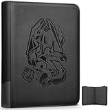Douper Card Binder for Pokemon Cards, 9 Pocket 360 Trading Cards Games Collection Holder Book Folder with Customizable Label Slot and Side-Loading Sleeves (Black)